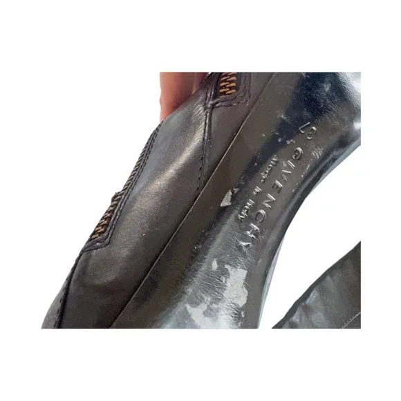 Givenchy Thigh-High Navy Leather Boots with Zippers And Buckles